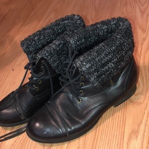 Forever 21 black combat boots with knit tops